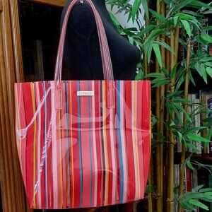 Clinique Beach Striped Tote Bag